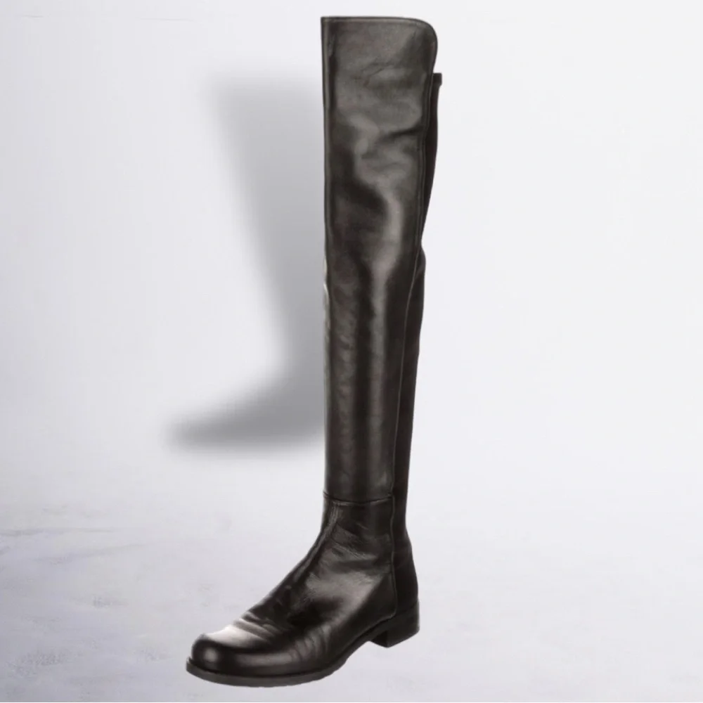 Stuart Weitzman 5050 | Black Nappa Leather Over-The-Knee Boots | Black | 6
